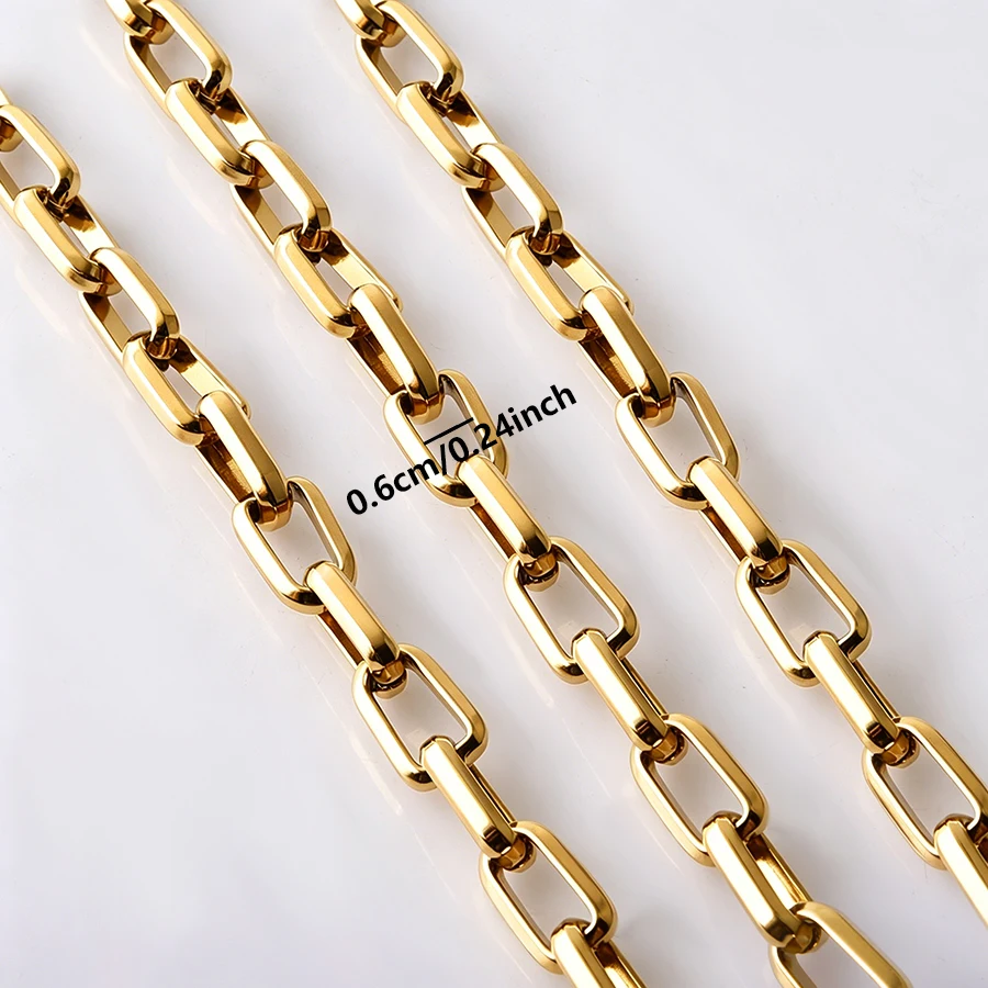 Statement Hombre Jewelry Rectangle Chains Around Neck Decor 45/50/60/70/80/90cm Stainless Steel Necklaces For Women Men Collares view 6
