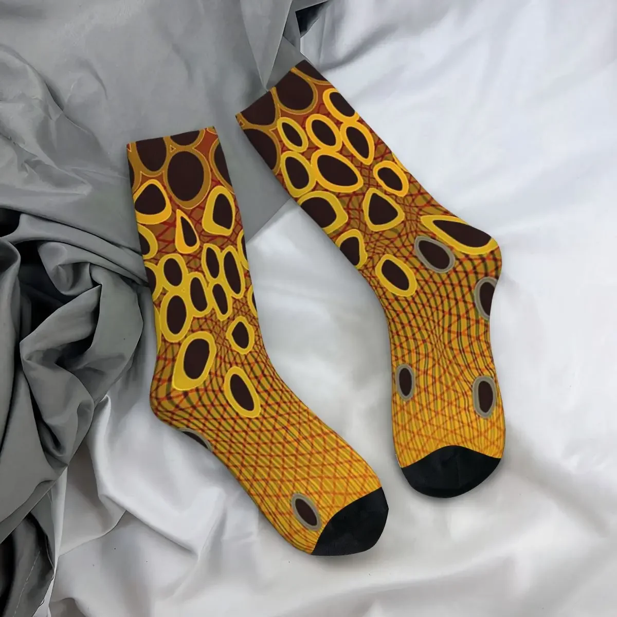 

All Seasons Crew Stockings Fishing Fisherman Fish Brown Trout Camo Skin Socks Crazy Hip Hop Long Socks Valentine's Day Gifts