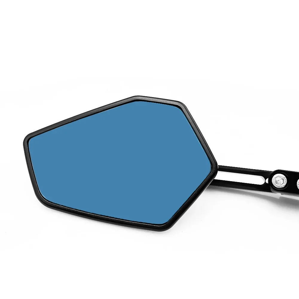motorcycle dual color universal modification accessories CNC blue glass reflective strip multi angle adjustable rearview