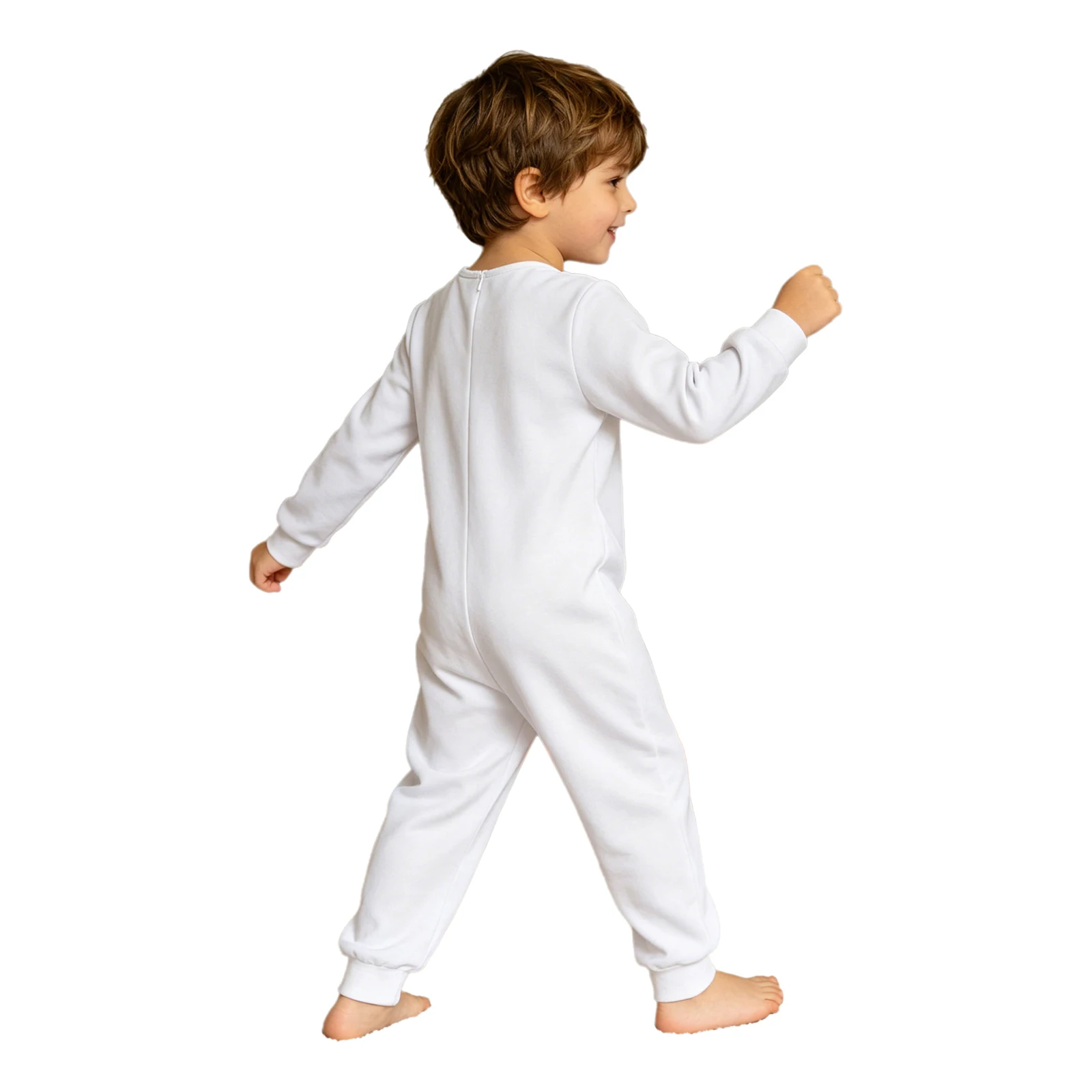 Unisex Kids Boys Girls Solid Color Round Neck Long Sleeve Back Invisible Zipper Cotton Jumpsuit Daily Leisure at Home Bodysuit