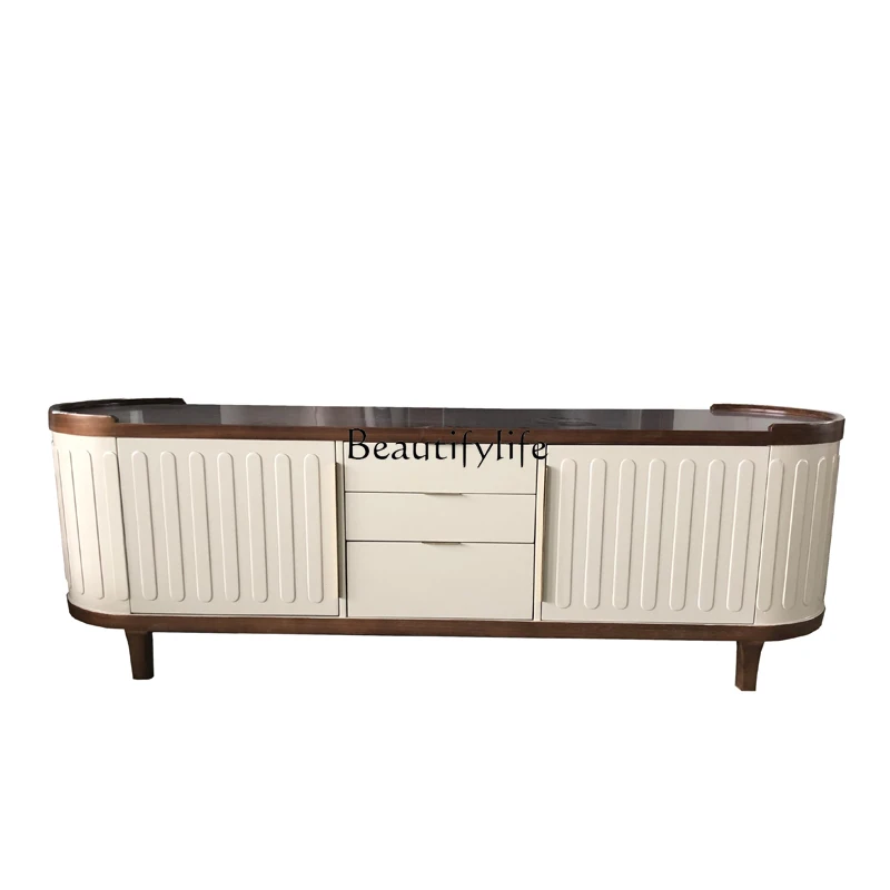 

Bedroom TV Cabinet Modern Simple High Cabinet Solid Wood Light Luxury High