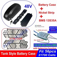 Tank Style EBike Battery Case Fit 56PCS 21700 Box 36V 48V 52V 35A BMS 10S5P 13S4P 14S4P Nickel Strip For DIY Fuel Tank Battery