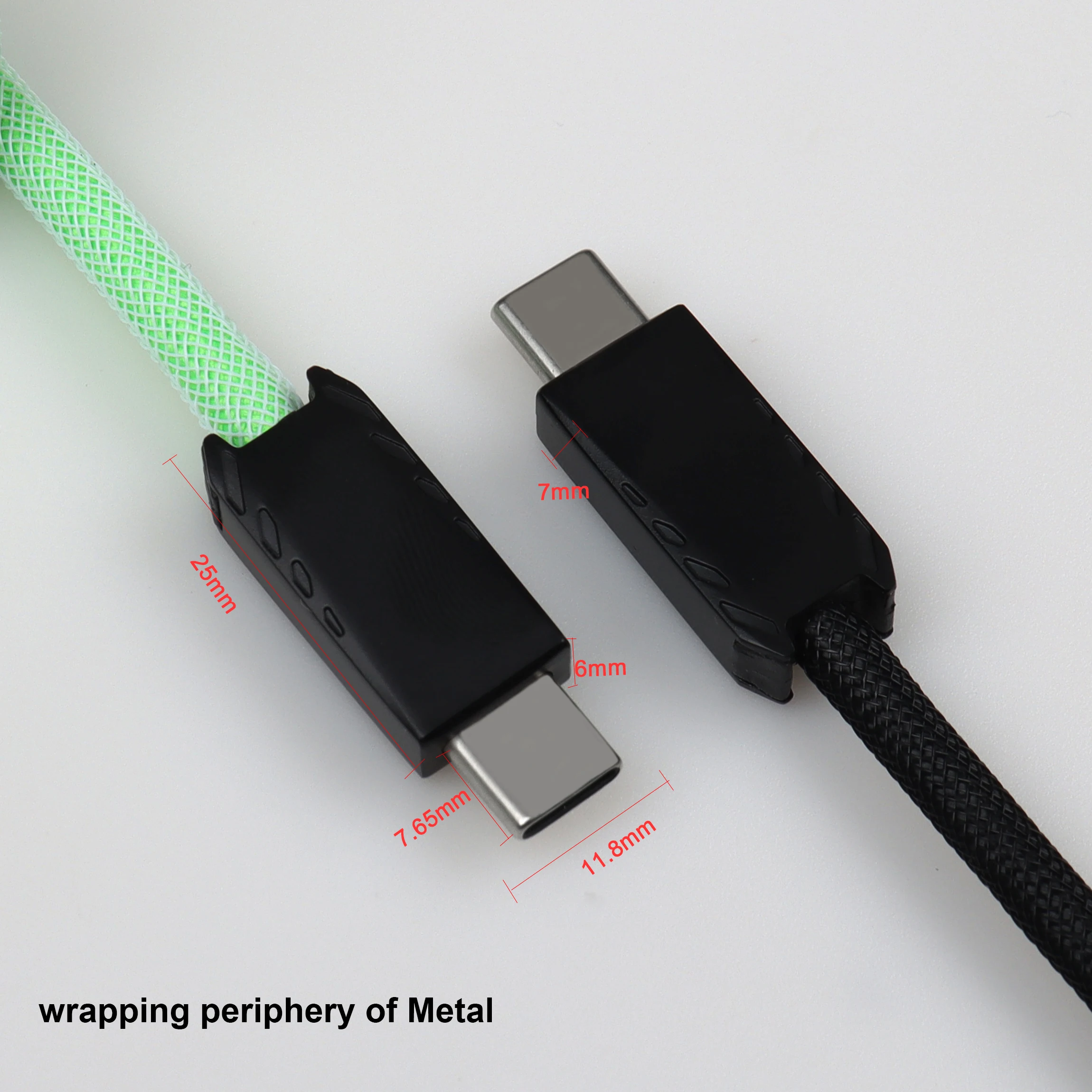 LANO USB-C to Type-C Coiled Cable Gamer Keyboard Custom Coil Type USB C Cable With Detachable Pilot Connector