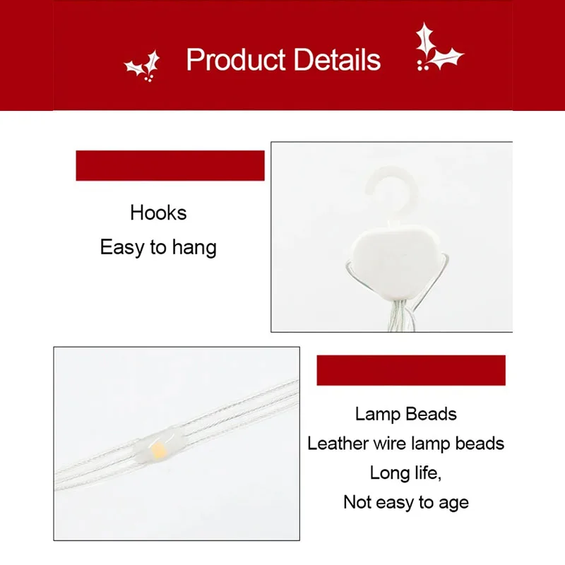 LED USB التوصيل أضواء عيد الميلاد عيد الميلاد ضوء سلم الزخرفية مع سانتا كلوز 8 أوضاع وامضة لديكور نافذة جدار عطلة