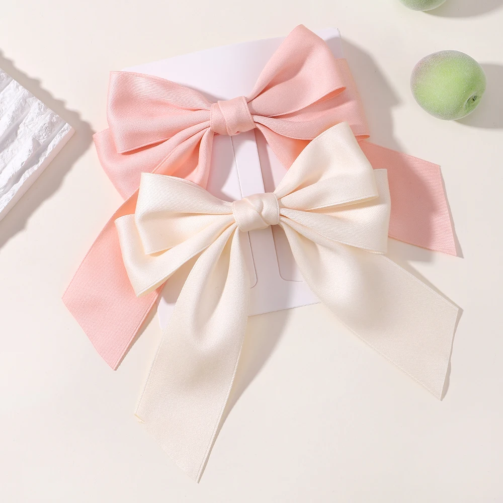 1Pcs Hot New Fashion Fabric Large Bow Hairpin for Women Girls Sweet Hair Clips Red White Bow Top Clip Female Hair Accessories