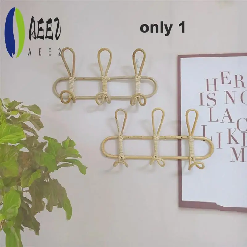 

AEE2-Настенные крючки из ротанга — декоративная вешалка для детской комнаты, органайзер для одежды и шляп, подвесная стойка для хранения детской одежды