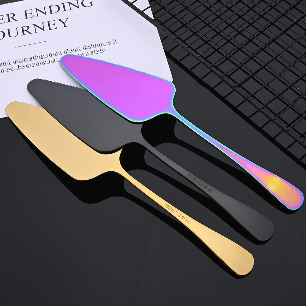 1Pcs Colorful Stainless Steel Serrated Edge Cake Server Blade Cutter Pie Pizza Shovel Cake Spatula Baking Tool Dropshipping