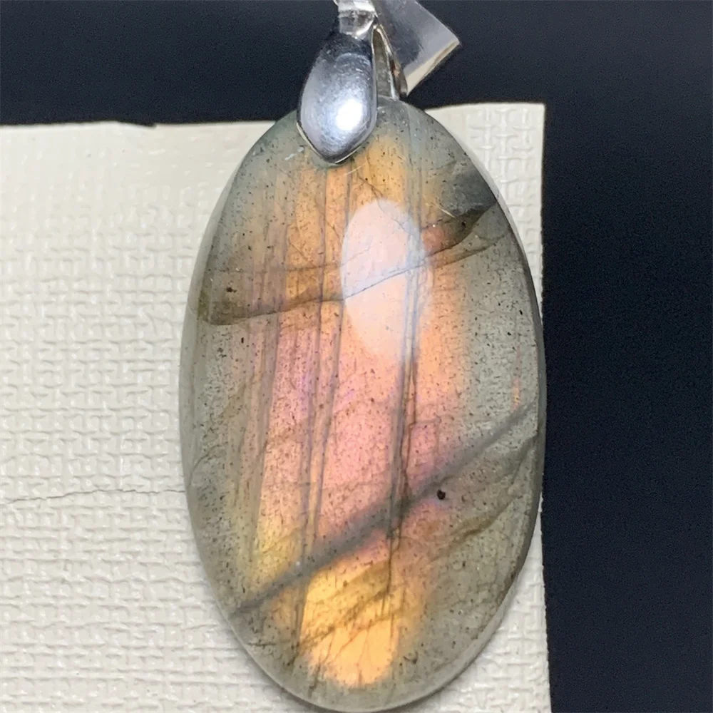 Natural Yellow Pink Light Labradorite Waterdrop Pendants for Women Colorful Rainbow Light Labrador Stones Necklaces 925 Silver 4