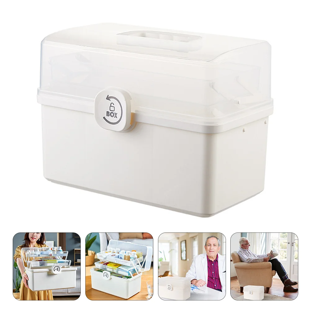 

1Pcs Medicine Box Emergency Box Desktop Storage Case for Medicines Valuables Cosmetics and Family