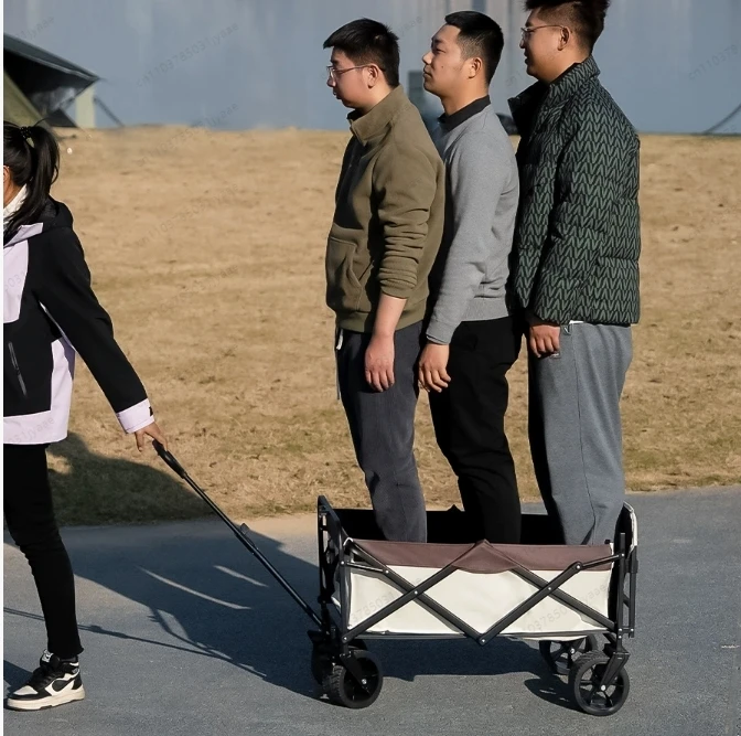 Heavy Duty Folding Camping Wagon, Portable Outdoor Utility Cart with Strong Load Capacity for Beach & Garden
