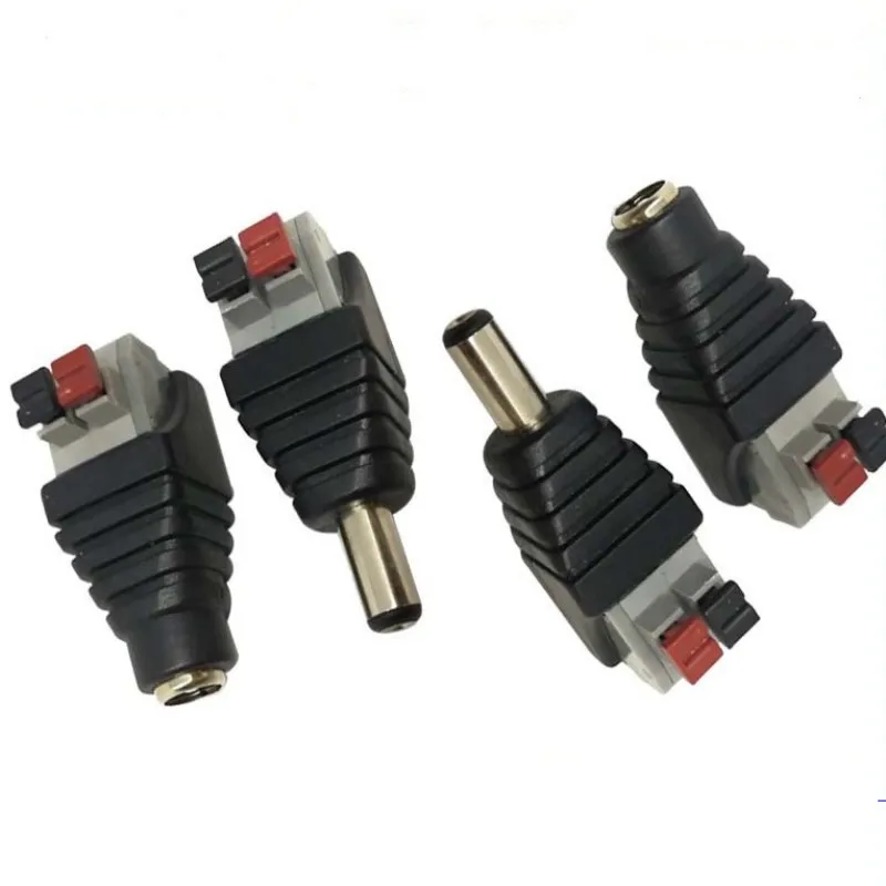 2.1 X 5.5MM Push Button DC Power Jack Plug Adapter Connector Press DC Connector Male+Female for CCTV Camera LED Strip DCR