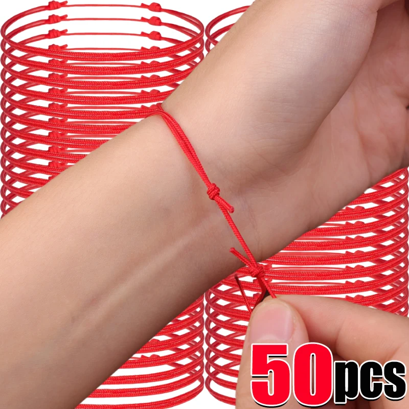 Couple Simple Thin Red String Bracelet for Lover Rope Braided Bracelets Protect Good Luck Amulet for Success Handmade Jewelry