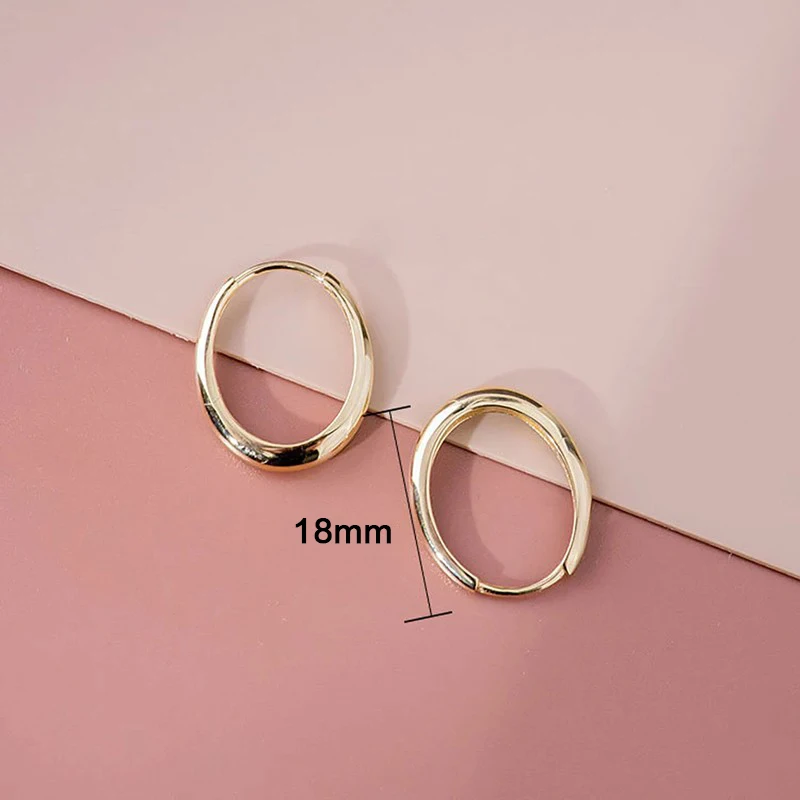 Huitan Minimalist Oval Hoop Earrings for Women Low-key Lady Ear Piercing Accessories Daily Wear Fashion Versatile Jewelry Hot