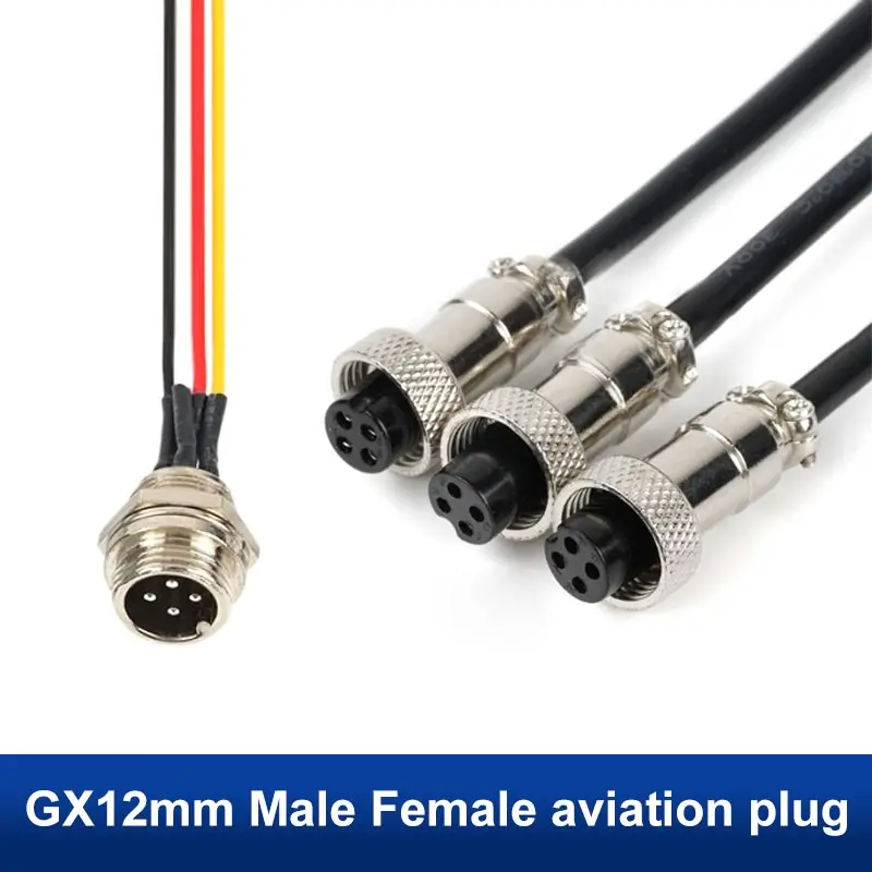 GX12 Welding Aviation Plug Socket with Cable Industrial Grade Male and Female 2 3 4 5 6 7 Pin Wire Connector Support Customized