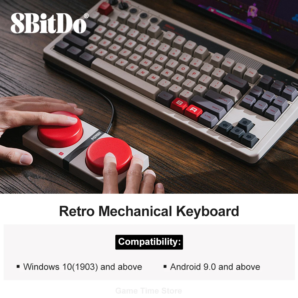 Imagem -03 - Retro Bluetooth Teclado Mecânico Gaming com 87 Teclas Botões Super Programáveis Duplos Windows e Android 8bitdo