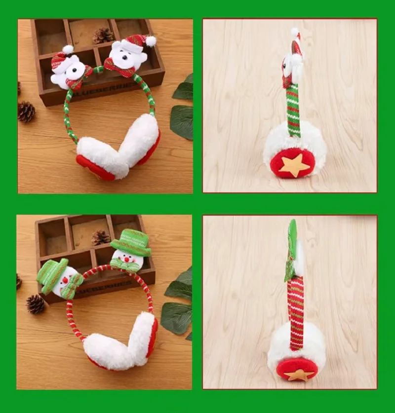 عصابات رأس عيد الميلاد لطيف غطاء للأذنين عيد الميلاد غطاء رأس شتوي معزول عصابة رأس للحفلات للرياضات الشتوية والاحتفالات العائلية #3