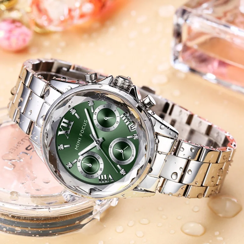 Mini foco 0466 moda feminina relógio de negócios casual relógio de pulso multifuncional calendário luminoso à prova dwaterproof água senhoras relógios