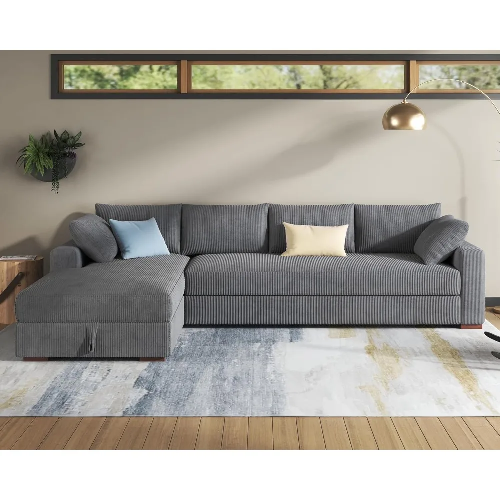 

Oversized Couch, 106 Inch L-shaped Left Facing Couch with Storage Chaise, Sectional Sofa for Living Room, Upholstered