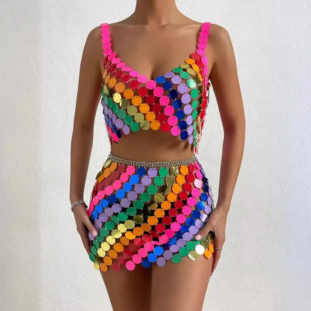 

Sexy Color Bead Camisole Set European And American Style Autumn Collection Z20305 Women's Fashion Set/Group