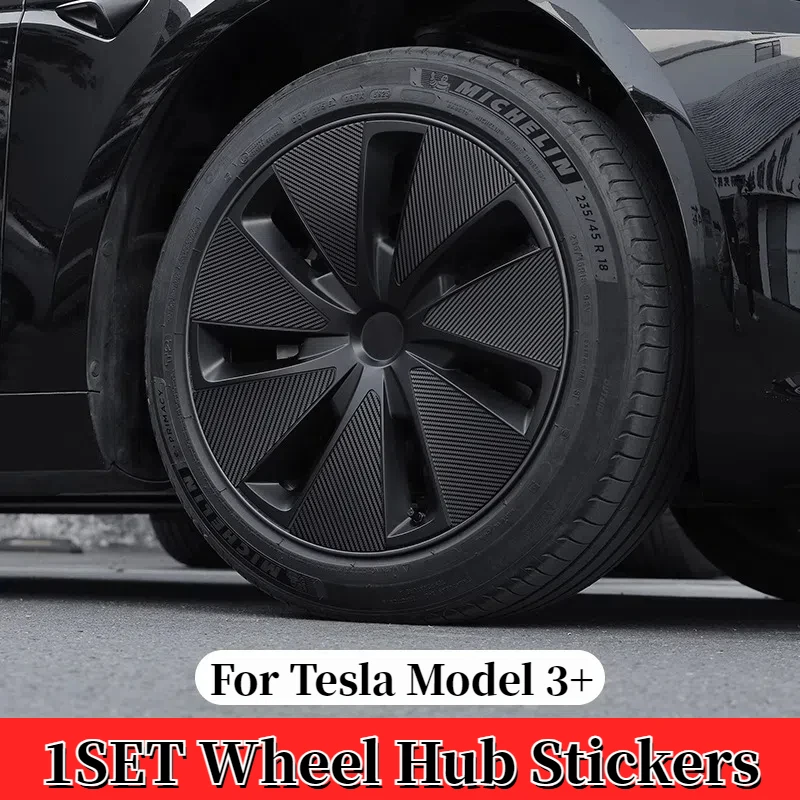 Wheel Hub Stickers for Tesla Model 3+ Highland 2024 Wheel Rim Trim Sticker Scratch Repair Protective Film Cover Car Accessories