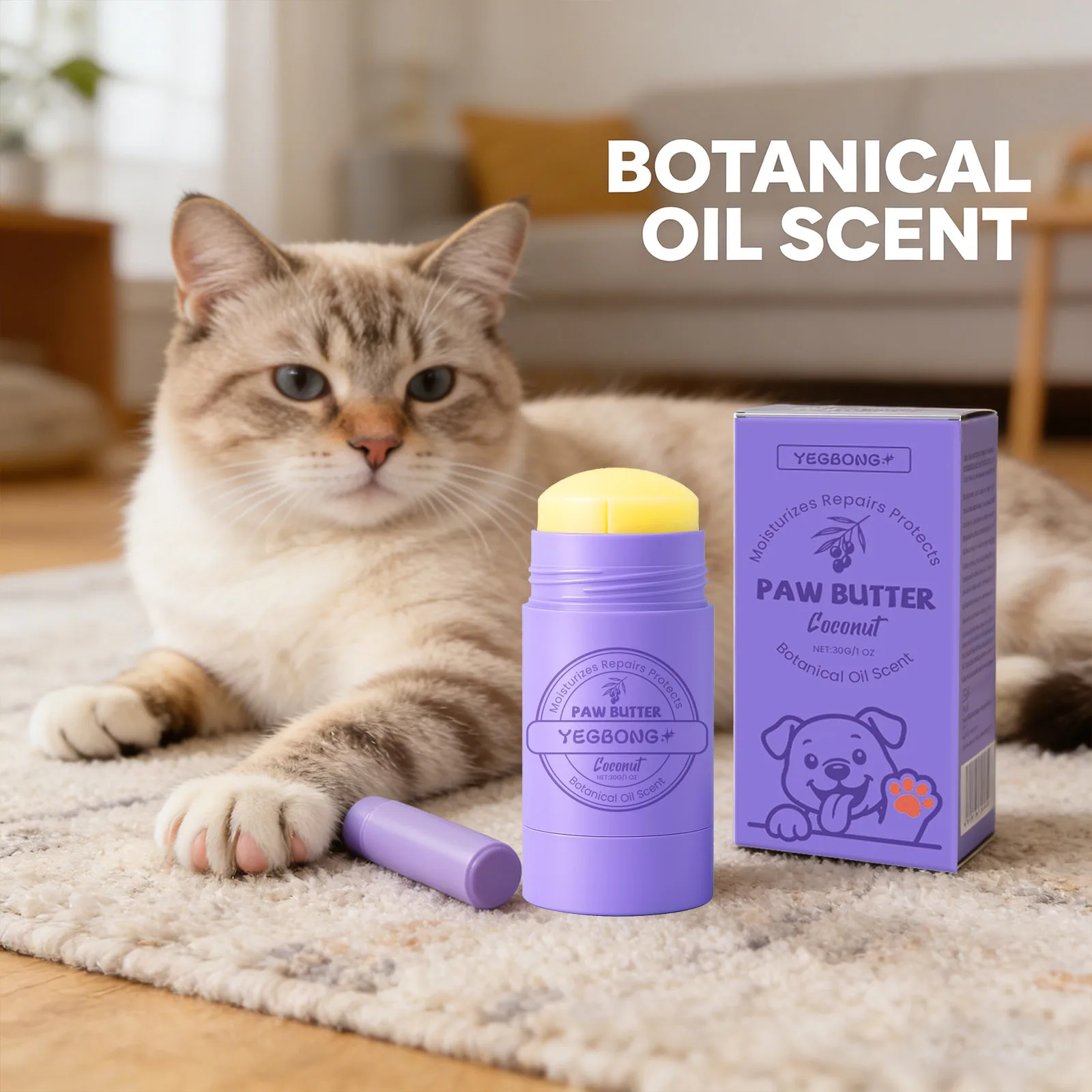 Crema Calmante para Patas de Perro, Hidratante para Almohadillas, Alivia la Sequedad y el Malestar, Repara la Piel, Reduce el Olor, Manteca Refrescante para el Cuidado de las Patas de Mascotas