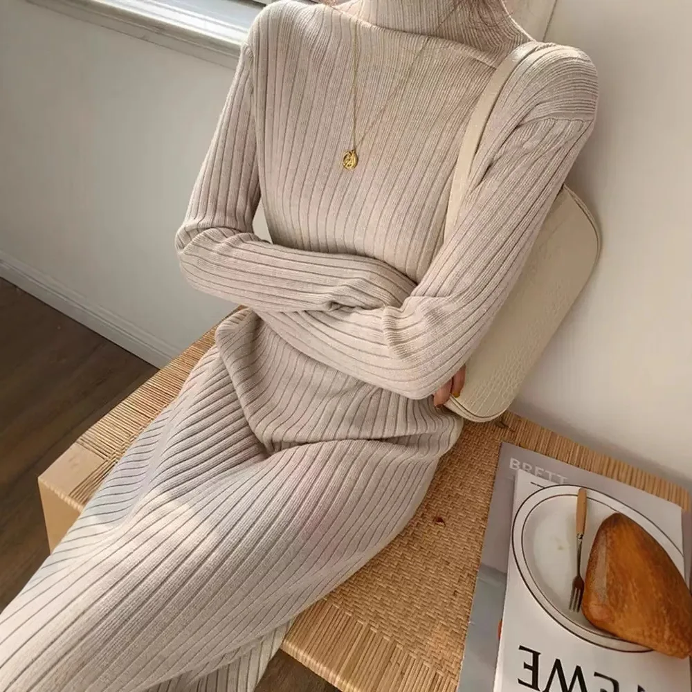 

Knee Length Pullover Japanese Sweaters Jumpers Women Knitwears Straight Outings Couples Harajuku Row Material Neck Wool Feel Ins