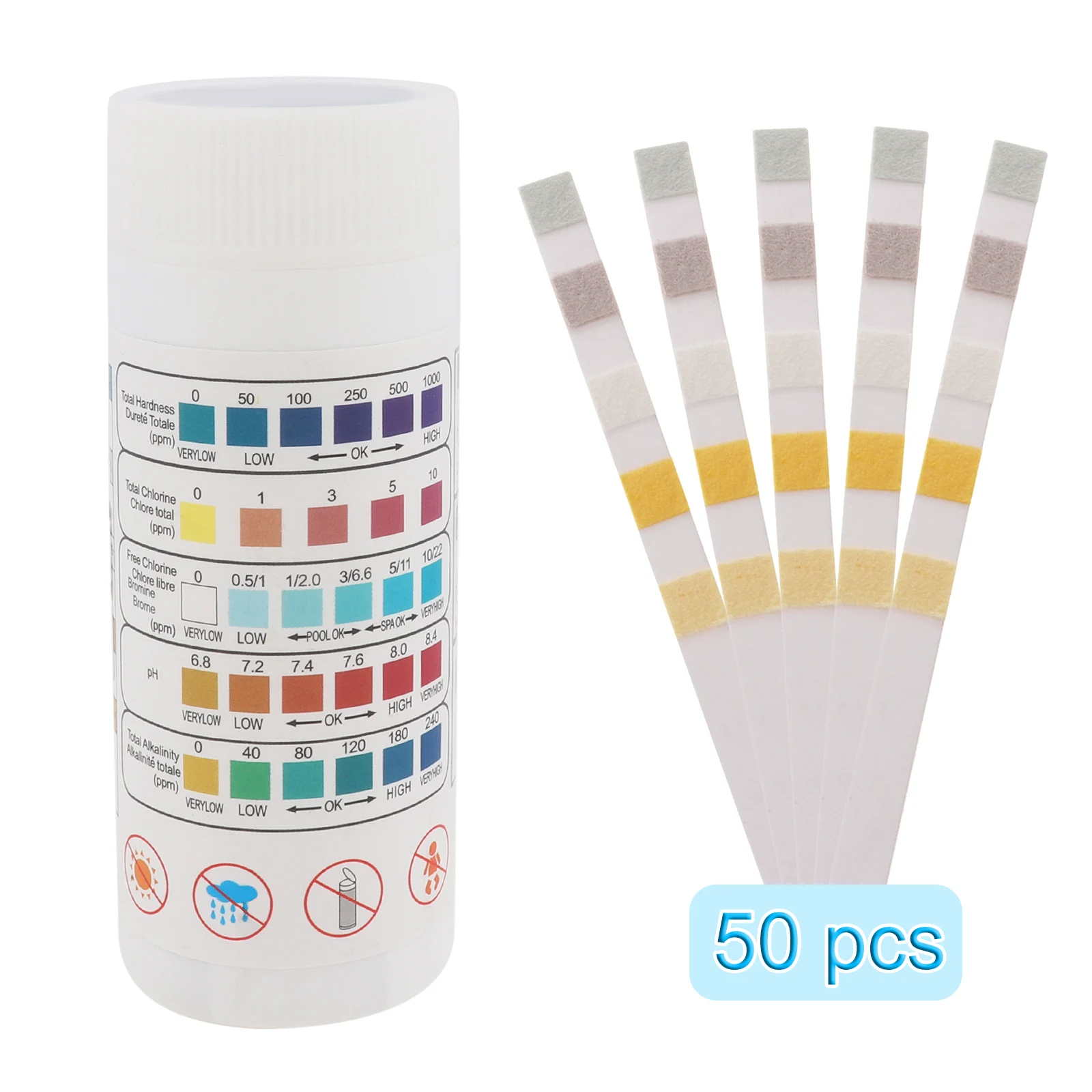 50Pcs Swimming Pool PH Test Strips Multipurpose Home Water Test Paper Drinking Water Test Kits Strip