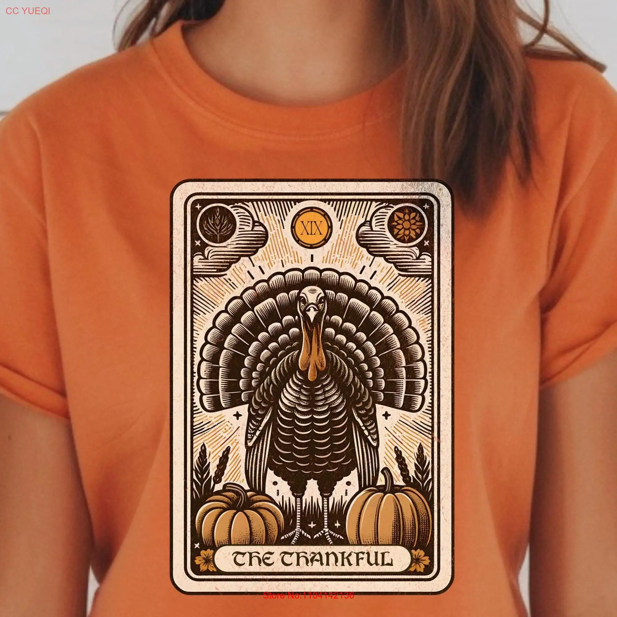 The Thankful Thanksgiving Tarot T Shirt Cottagecore Aesthetic for girlfriend Fortune Teller Wiccan long or short sleeves