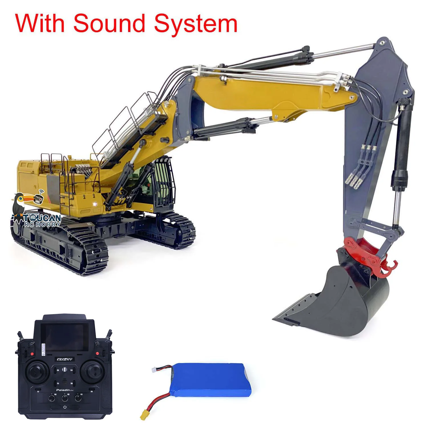 374 1/14 RC Hydraulic Metal Excavator 3 Arms Digger PL18EV Shovel Demolitionl Assembled Radio Control Vehicle Model TH22475
