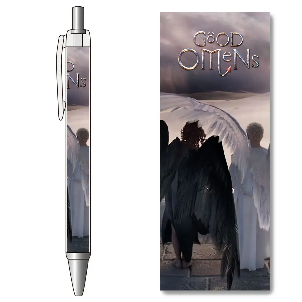 1PCS Good Omens Aziraphale Crowley Angel and Demon Wings Gel Pen Customizable Pattern TV Drama Show Stationery School Supplies