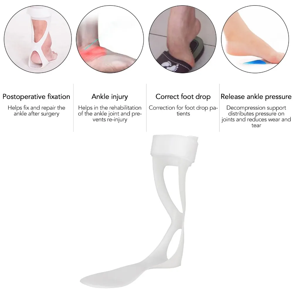 Ankle Foot Orthosis Straightener AFO Support Drop Foot Corrector Brace Splint Slim Cuttable Foot Support for Therapy Injury