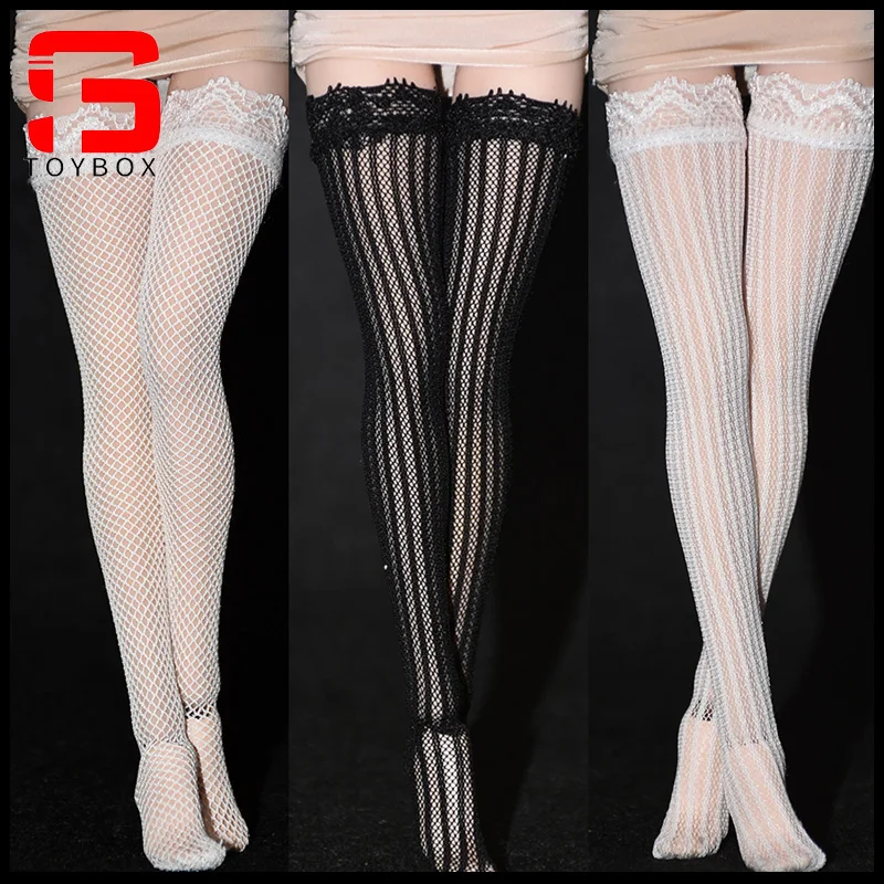 Bas longs en dentelle et maille pour femme, chaussettes mollet, accessoires de vêtements adaptés au corps de figurine de soldat de 12 pouces, échelle 1/6, en Stock