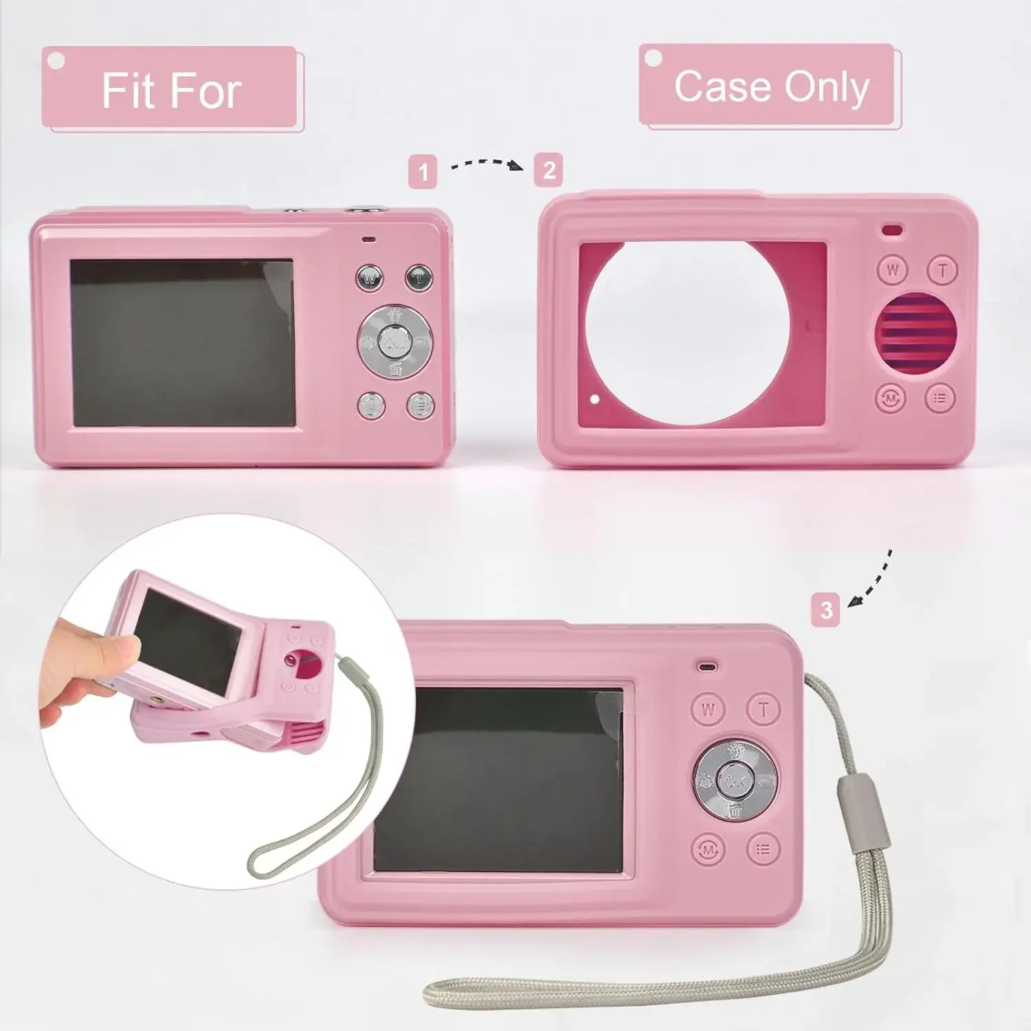 （Case Only) Digital Camera Silicone Case Compatible with CAMKORY/for Lecran/for VAHOIALD/for AiTechny FHD 1080P Kids Camera