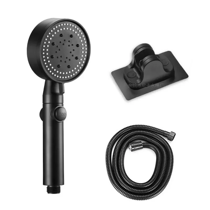 Pressurized Shower Shower Head Household Bathroom Bath Large Outlet Spray Bath Shower Head Black