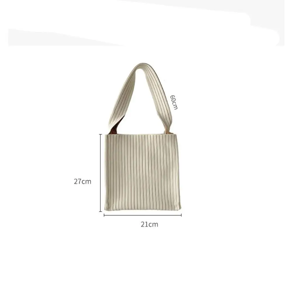 Reusable Women Girls Shopping Bags Stripe Shoulder Bag Handmade Tote Bag Handbag