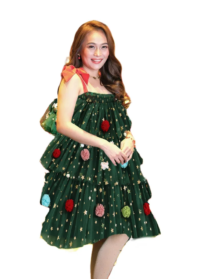 Frauen Mädchen Weihnachten Kleider Krawatte Up Stern Pailletten Mesh Patchwork A-linie Layered Tüll Kleid Weihnachten Party Kostüme