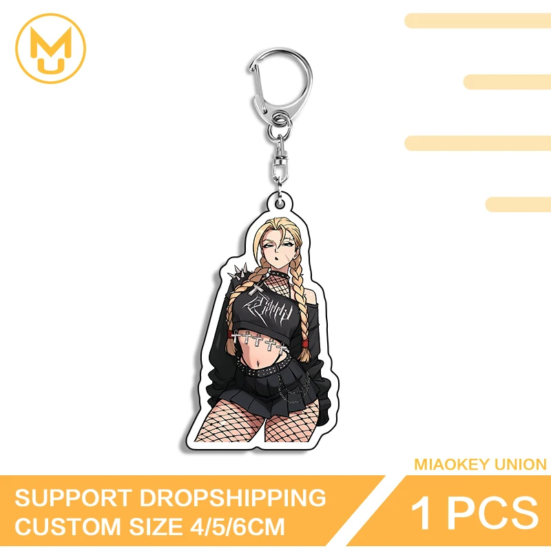 Goth Girl Keyrings Popular Cartoon Keychains Without Censorship Seductive Waifu Uniform Keyholder Combo Set For Fans Gifts