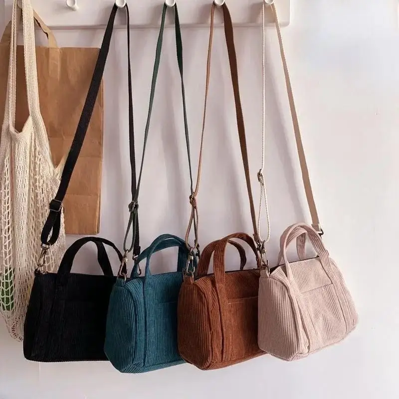 Frauen Mini Umhängetasche Cord Schulter Tasche Weibliche Leinwand Handtasche Zipper Totes Damen Casual Geldbörse Stoff Beutel Für Mädchen – Detail 4