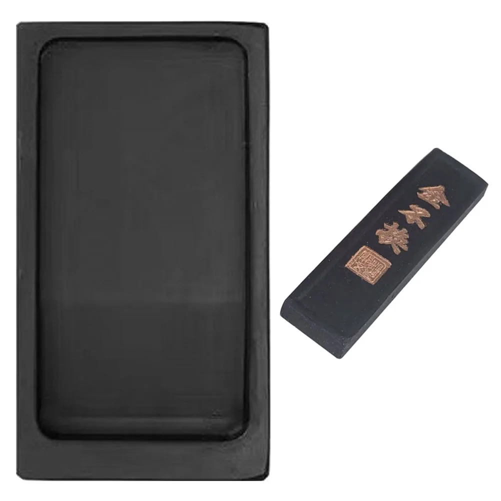 Chinese Calligraphy Inkstone Inkslab with Stick Painting Preserve Rough Rib Student