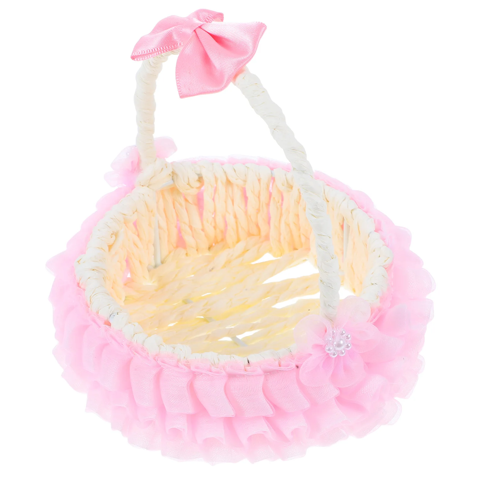 

Elegant Wedding Braided Floral Girl Baskets Storage Woven H Baskets Rural Flower Basket For Flower Girl Bouquet Multi purpose