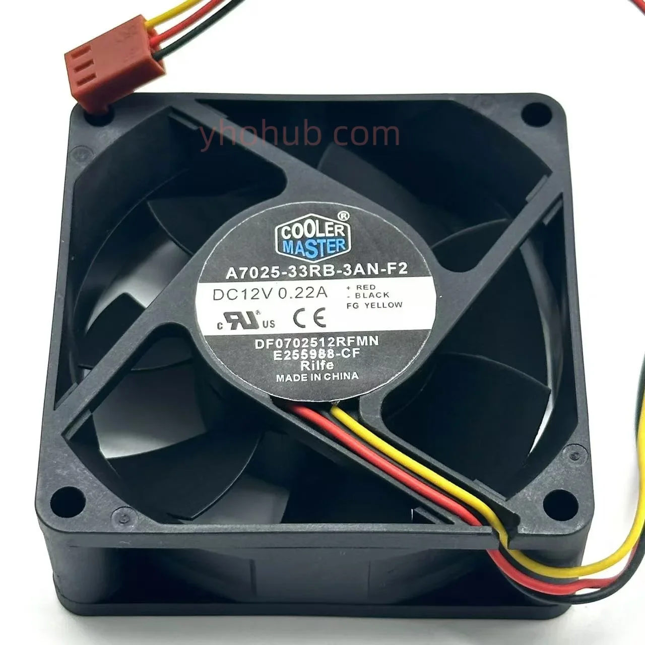 Cooler Master A7025-33RB-3AN-F2 DC 12V 0.22A 70x70x25mm 3-Wire Server Cooling Fan