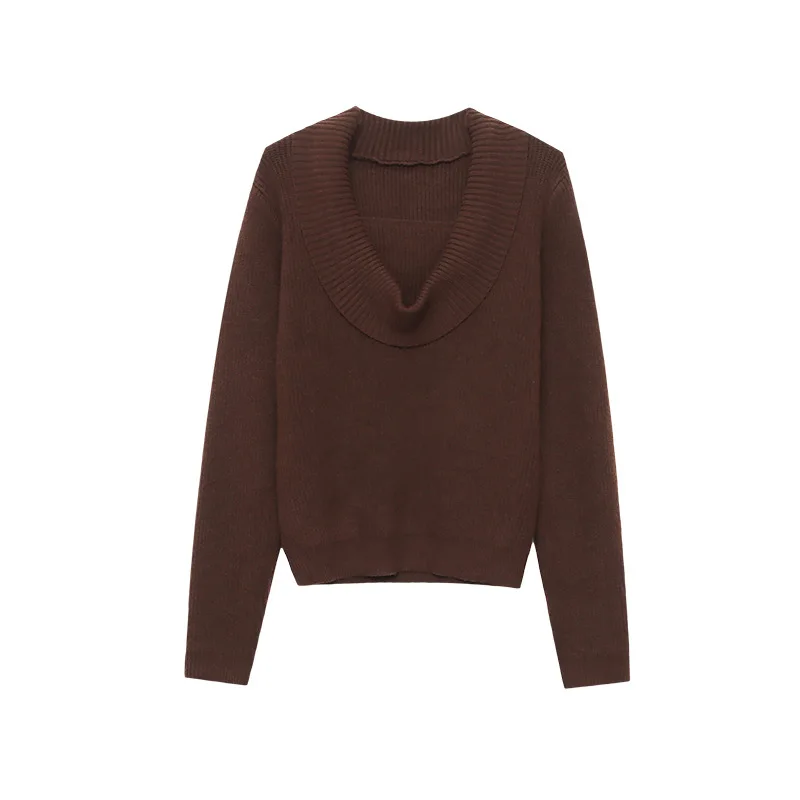 Damskie swetry dziergane, jednolite pulowery, swetry z okrągłym dekoltem, długi rękaw, lekko elastyczne, luźne, codzienne, do biura, jesień-zima 2025