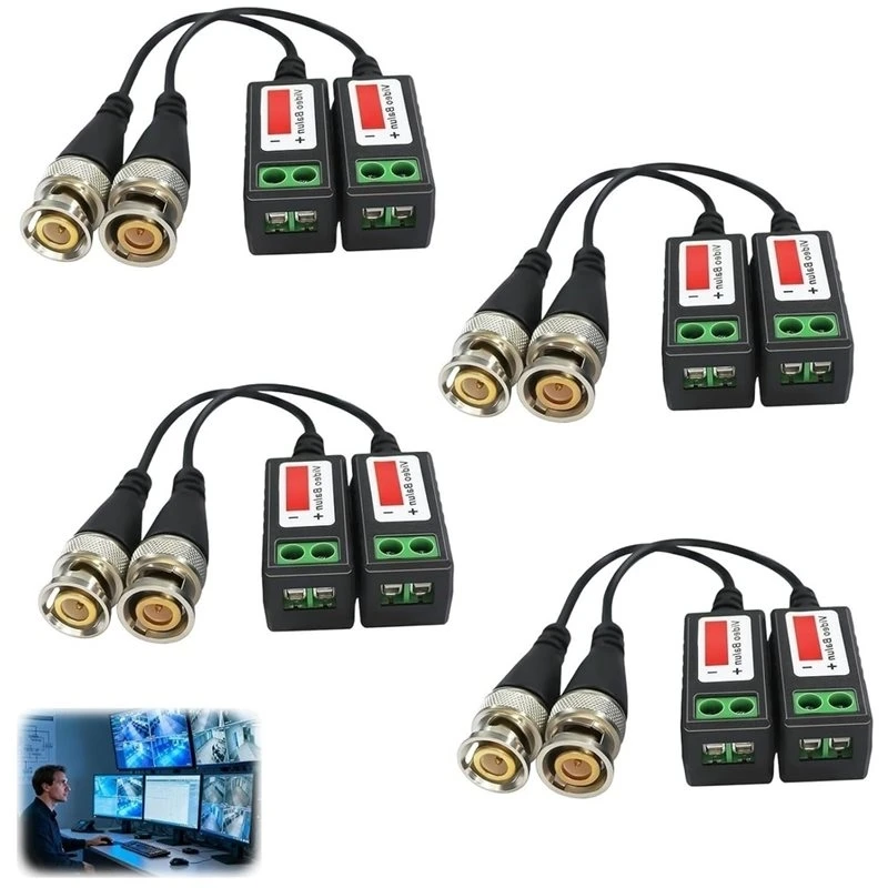 Passive Video Balun Transceiver For Mini Cctv Camera System Ground Loop Isolator Via Cat5/5E/6 Utp Cable