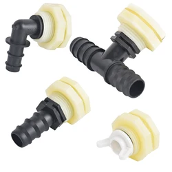 1/2 3/4 Inch PVC Bulkhead Water Tank Connector Adapter Water Tank Connector Set Aquarium Tank Water Pool Joints