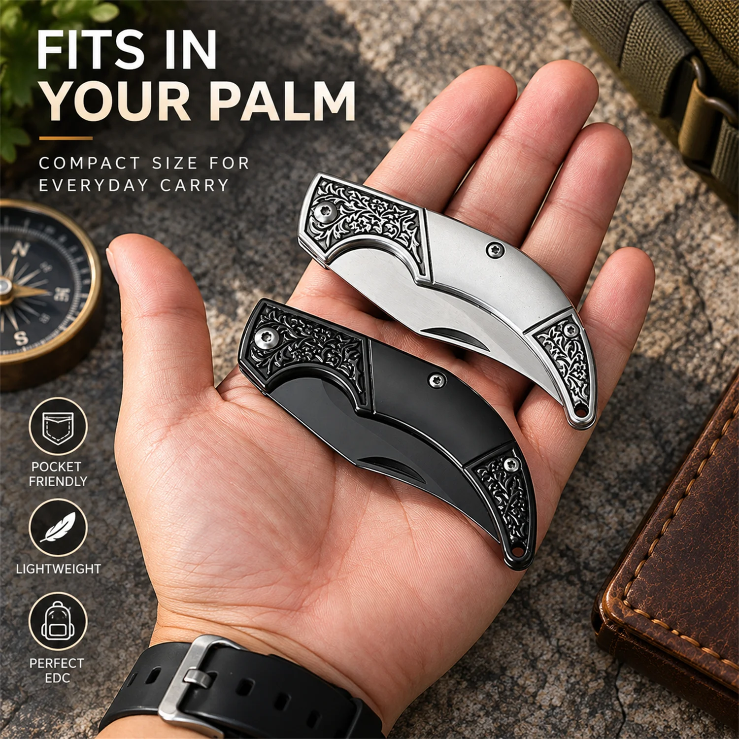 NEW Folding Pocket Knife All-steel Patterned Small Knife, Portable for Outdoor Use, Handy Fruit Knife, Unpacking Tool