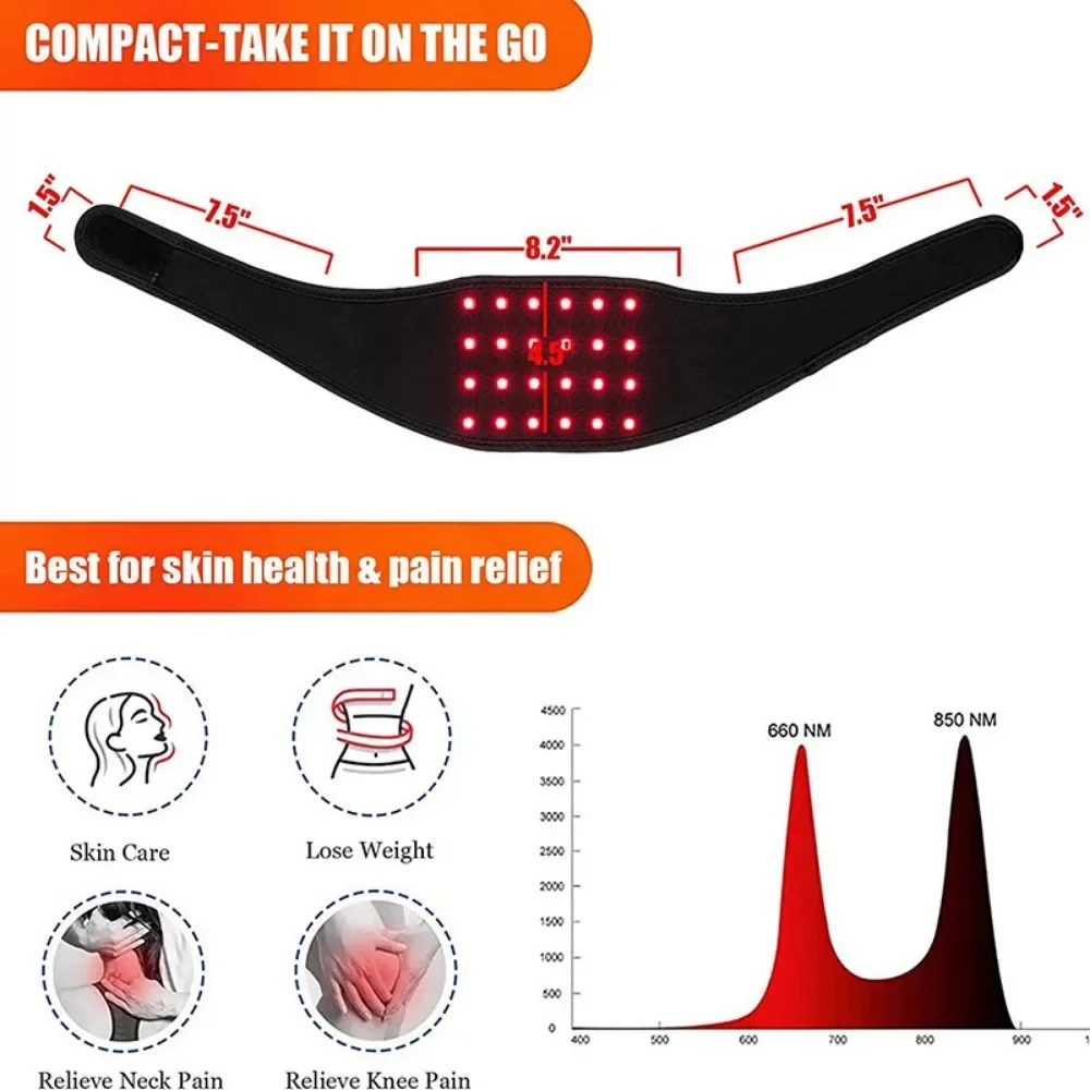 Red Light Belt for Neck,Wrist,Chin,Waist Massager Relief Fatigue LED Light Cosmetology Wearable Wrap Muscle Devices USB Plug-in