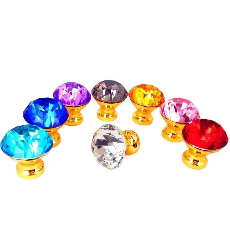 Round Diamond Clear Crystal Glass Door Pull, Drawer Knob Handle, Cabinet Furniture, High Quality, 25mm, 30mm, 40mm, 10 Pcs