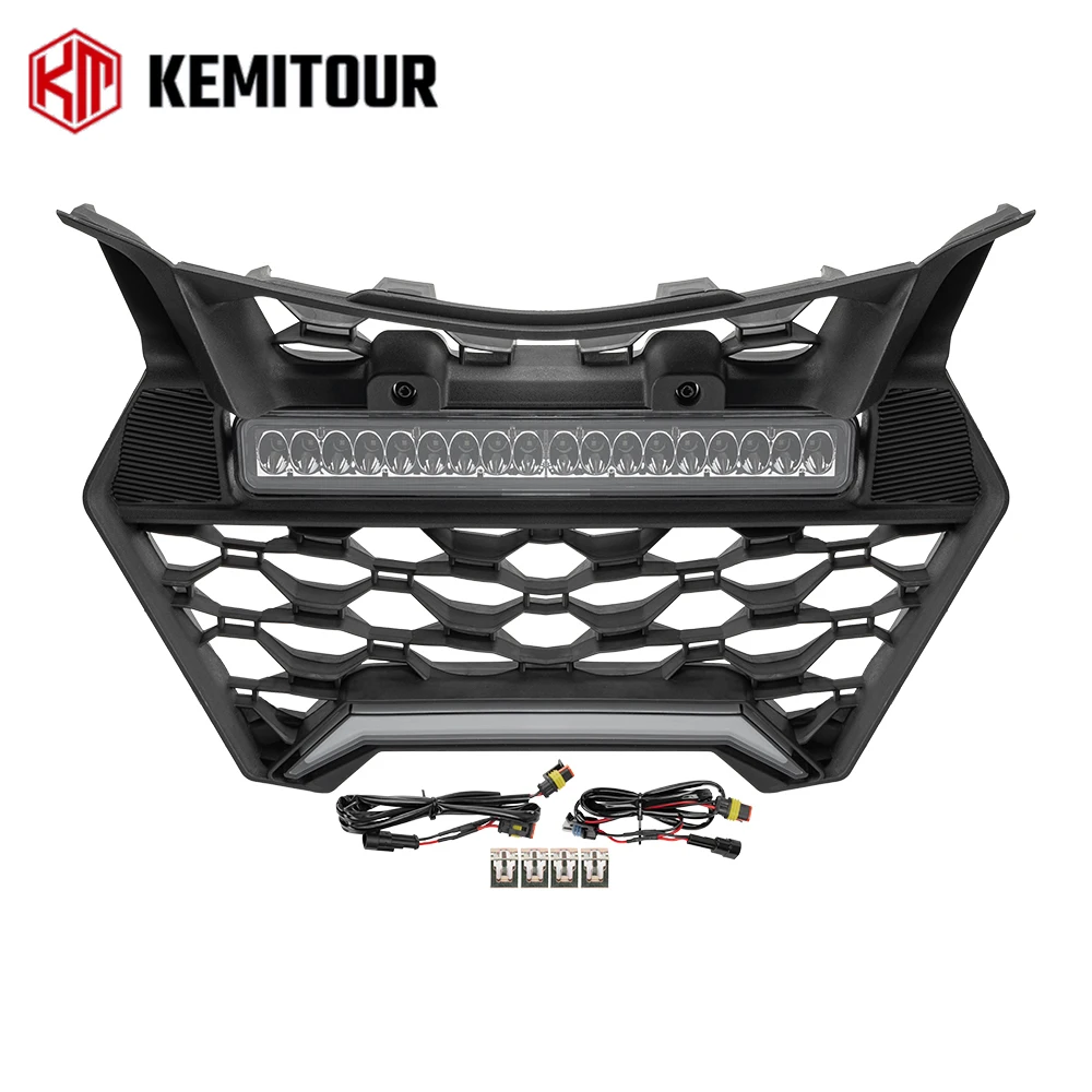 

Front Grille w/ LED Light Bar For Can-Am Maverick R MAX X RS 2024-2025 IP67 Mesh Grill w/ High-Brightness Dual Lights Plug Play