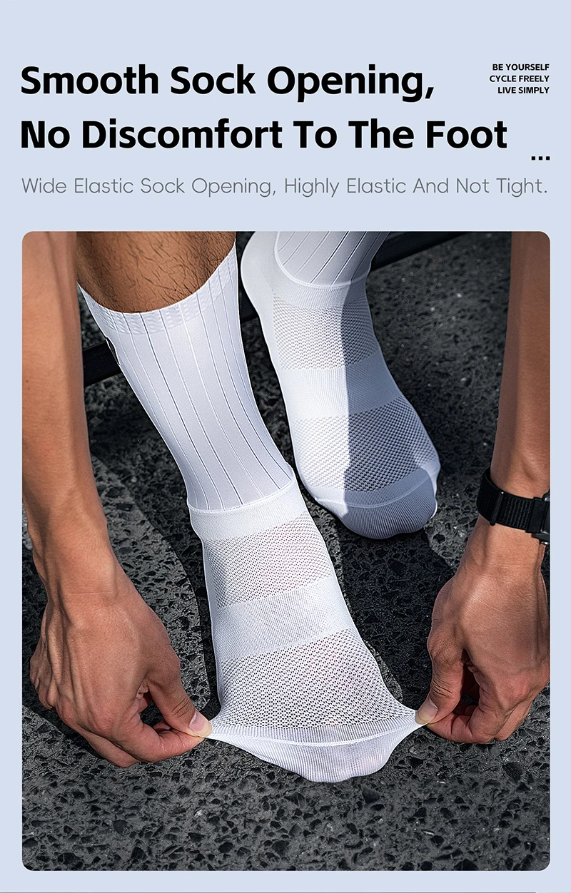 WEST RADFAHREN Sommer Aero Socken Whiteline Radfahren Socken Anti Slip Silikon Männer Fahrrad Sport Laufen Fahrrad Socken Calcetines Ciclismo – Detail 12