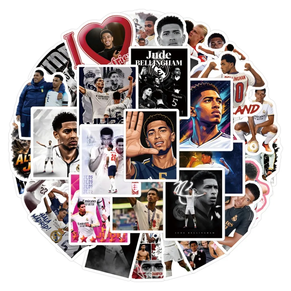 55PCS new popular football player Jude Bellingham star photo graffiti stickers for luggage thermos cup decoration stickers gifts